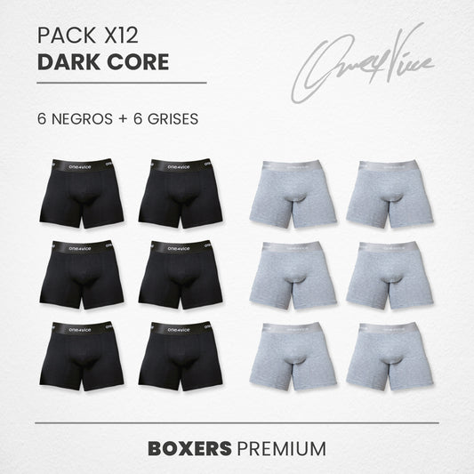 PACK POR 12 BOXERS PARA HOMBRE GRIS NEGRO ONE4VICE