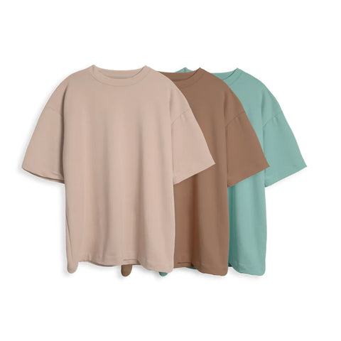 CAMISETA OVERSIZE X3 - (CAMEL, TABACO, OLIVA)