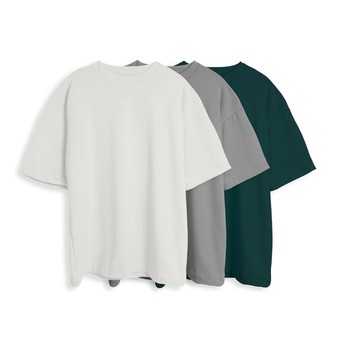 CAMISETA OVERSIZE X3 - (BLANCO, GRIS, PINO)