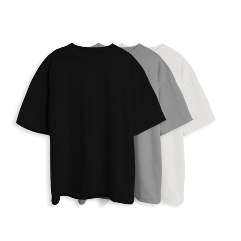 CAMISETA OVERSIZE X3 - (NEGRO, GRIS, BLANCO)