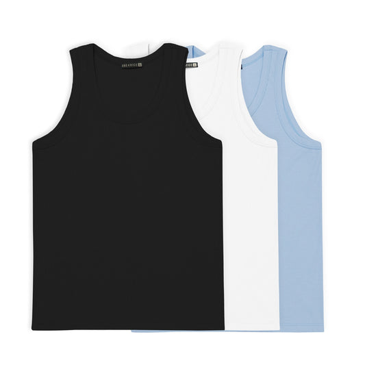 3PACK CAMISILLA (TANK) PREMIUM - (NEGRO, BLANCO, AZUL CIELO)