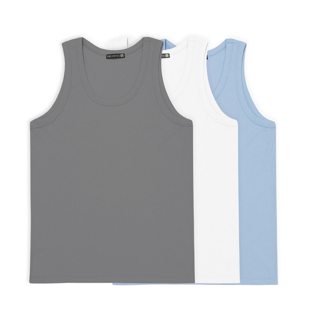 3PACK CAMISILLA (TANK) PREMIUM - (GRIS, BLANCO, AZUL CIELO)