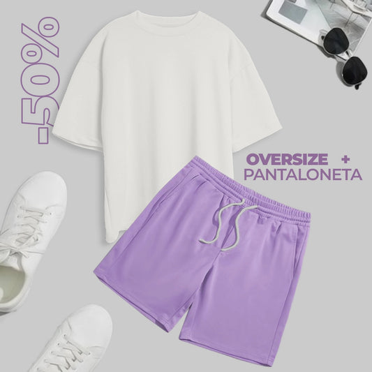 CONJUNTO PANTALONETA (LILA) + OVERSIZE (BLANCA)