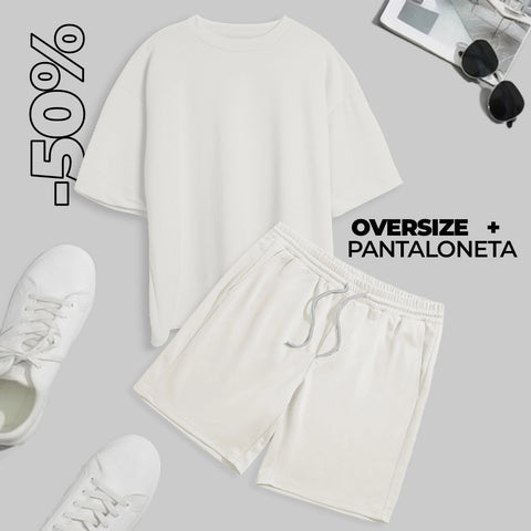 CONJUNTO PANTALONETA (BLANCO) + OVERSIZE (BLANCO)