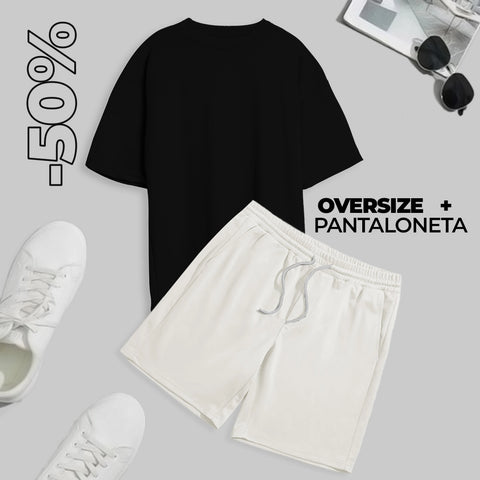 CONJUNTO PANTALONETA (BLANCA) + OVERSIZE (NEGRA)