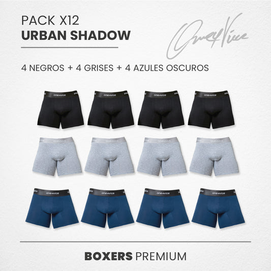 PACK X 12 B OXERS PARA HOMBRES NEGRO GRIS AZUL ONE4VICE