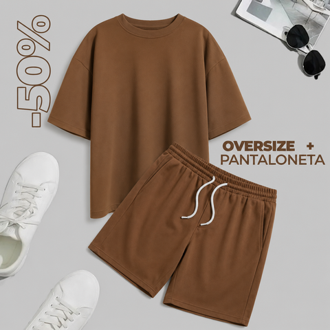 CONJUNTO PANTALONETA (TABACO) + OVERSIZE (TABACO)