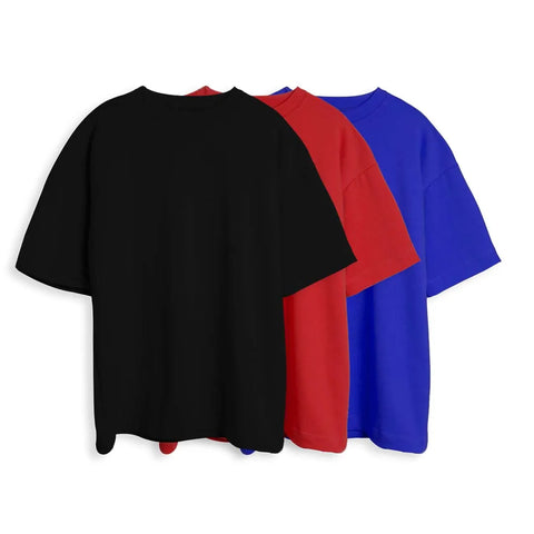 CAMISETA OVERSIZE X3 - (NEGRO, ROJO, AZUL REY)